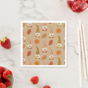 Serviette En Papier Gnomes d'automne avec les feuilles d'automne Thank