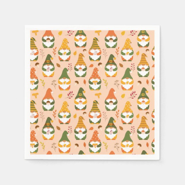 Serviette En Papier Gnomes d'automne dans le Motif forestier (Devant)