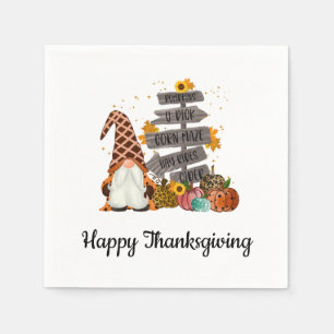 Serviette En Papier Gnomes de Thanksgiving, Automne, Fête des citrouil