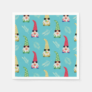 Serviette En Papier Gnomes d'été tenant des fruits sur motif bleu