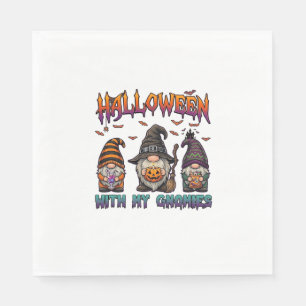 Serviette En Papier Gnomes d'Halloween Trois Gnomes Chapeau de Sorcièr