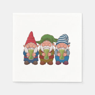 Serviette En Papier Gnomes drôles tenant une boisson Matcha Magique