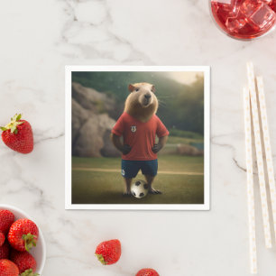 Serviette En Papier "Goal-Scoring Capybara : The Ultimate Soccer Star 
