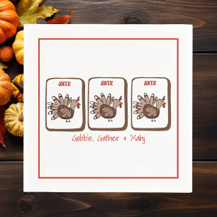 Serviette En Papier Gobble, Gather & Mahj Mahjong Dinde de Thanksgivin