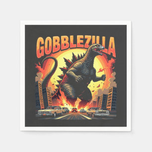 Serviette En Papier Gobblezilla Éffrayant Turquie Thanksgiving Gobble