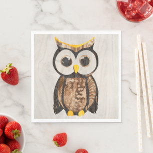 Serviette En Papier Gobelets En Papier Bois - Chouette - Wood Owl