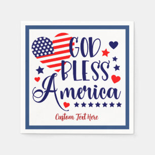 Serviette En Papier God Bless America Citation American Heart Flag
