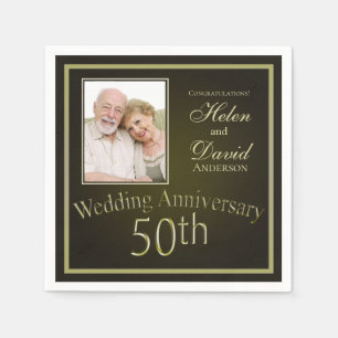 Serviette En Papier Gold 50th Wedding Anniversary