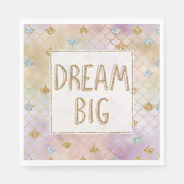 Serviette En Papier Gold Aqua Parties scintillant Dream Purple Sirène (Devant)