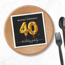 Gold Balloon Black 40e fête d'anniversaire