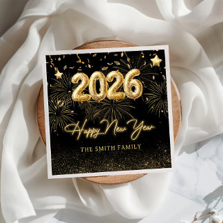 Serviette En Papier Gold Balloon New Years Eve Party Paper Napkin