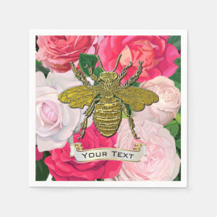 Serviette En Papier Gold Bee et Roses personnalisent