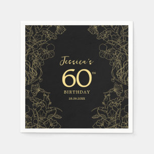 Serviette En Papier Gold Black 60e anniversaire