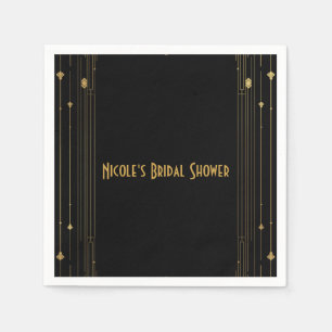 Serviette En Papier Gold & Black Art Déco Gatsby Roaring 20's Elegant