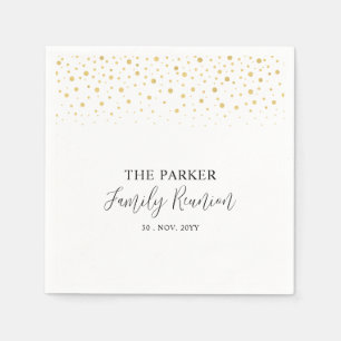 Serviette En Papier Gold & Black Chic Confetti Family Reunion Party