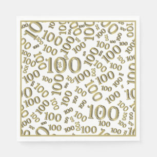Serviette En Papier Gold Centennial Anniversaire 100 Numéro Motif
