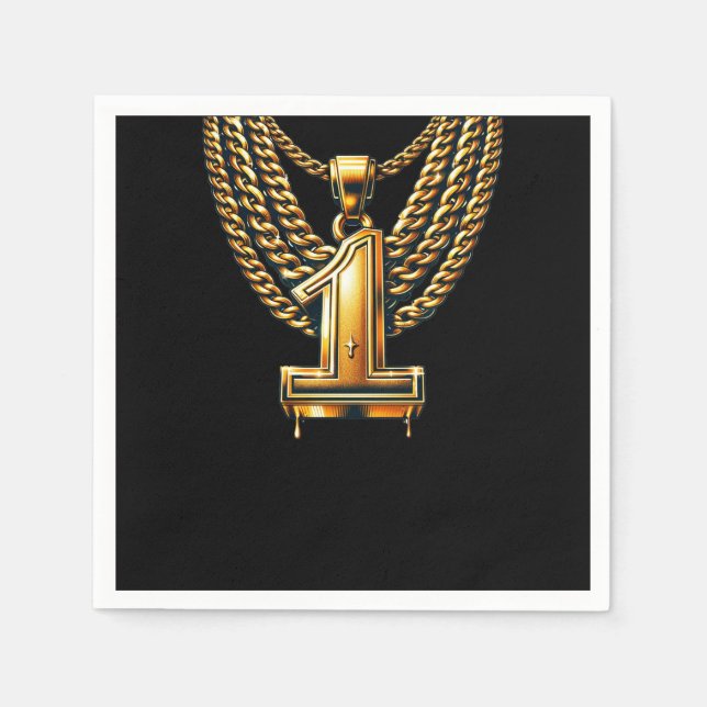 Serviette En Papier Gold Chain 1 Drift #1 1st Birthday Party (Devant)