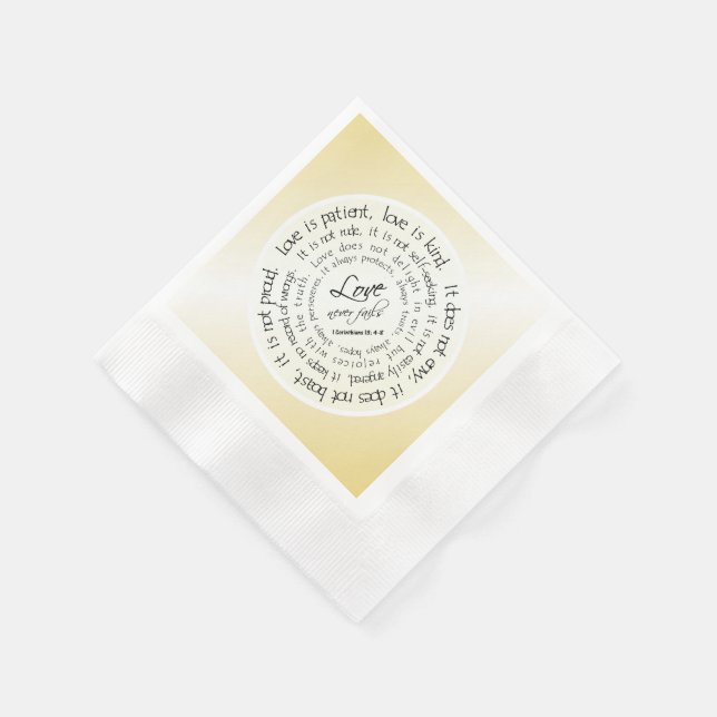 Serviette En Papier Gold Christian Love est Mariage patient serviettes (Coin)