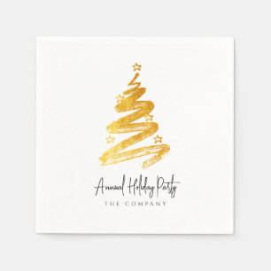 Serviette En Papier Gold Christmas Tree Fête