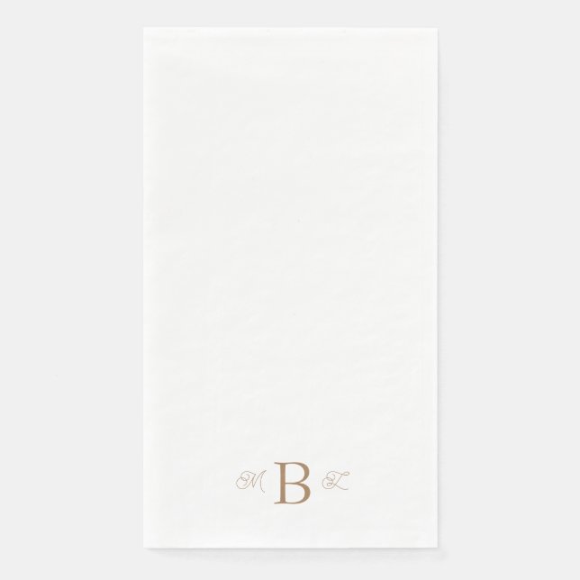 Serviette En Papier Gold Combo Police Monogramme Mariage blanc (Devant)