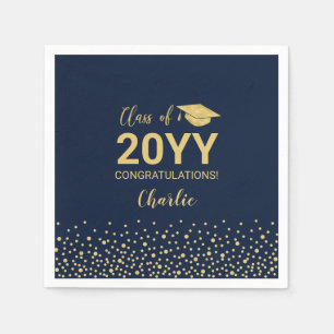Serviette En Papier Gold, Confetti de la Marine Classe de l'année Grad
