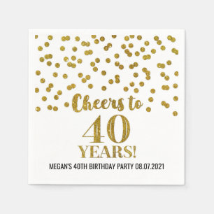 Serviette En Papier Gold Confetti encourage à 40 ans anniversaire