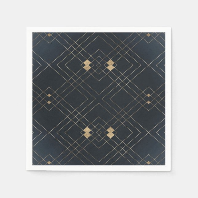 Serviette En Papier Gold Diamond Marine Géométrique Déco Mariage Gatsb (Devant)