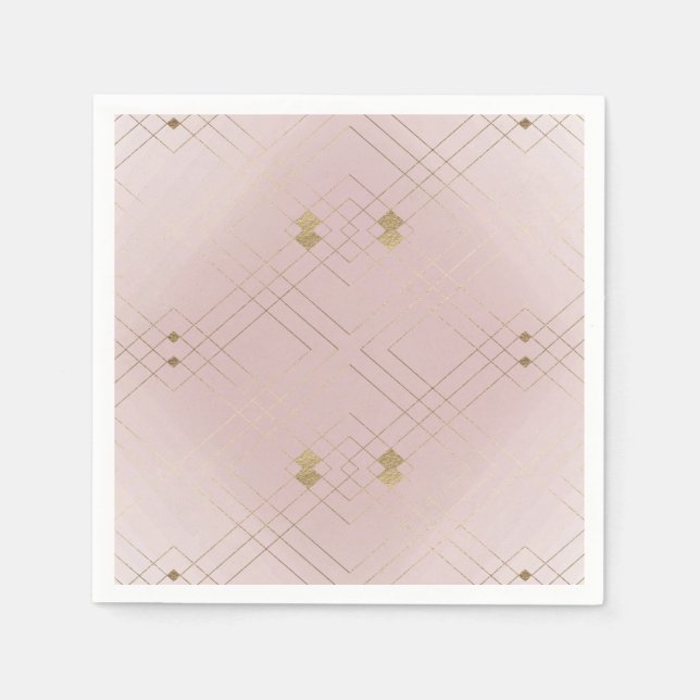 Serviette En Papier Gold Diamond rose Géométrique Mariage Gatsby (Devant)