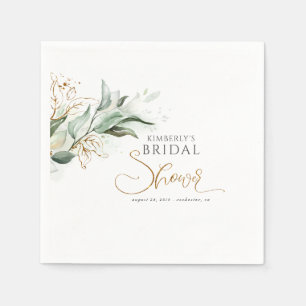 Serviette En Papier Gold Eucalyptus Fête des mariées verte