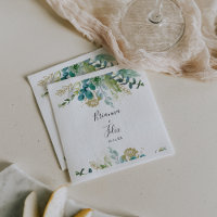 Gold Floral Tropical Greenery Mariage Napkin