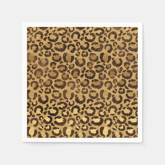 Serviette En Papier Gold Foil Cheetah Motif Jungle fête d'anniversaire (Devant)