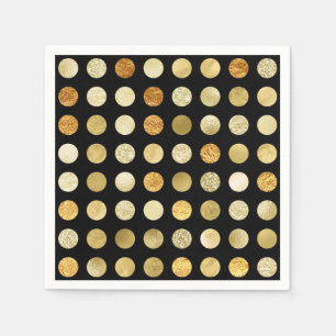 Serviette En Papier Gold Foil et Pois de Parties scintillant Noir