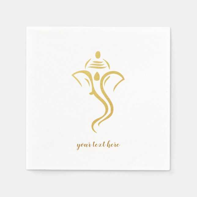 Serviette En Papier Gold Ganesha fête de mariage hindou (Devant)