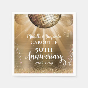Serviette En Papier Gold Glam Disco Ball 50e anniversaire Mariage