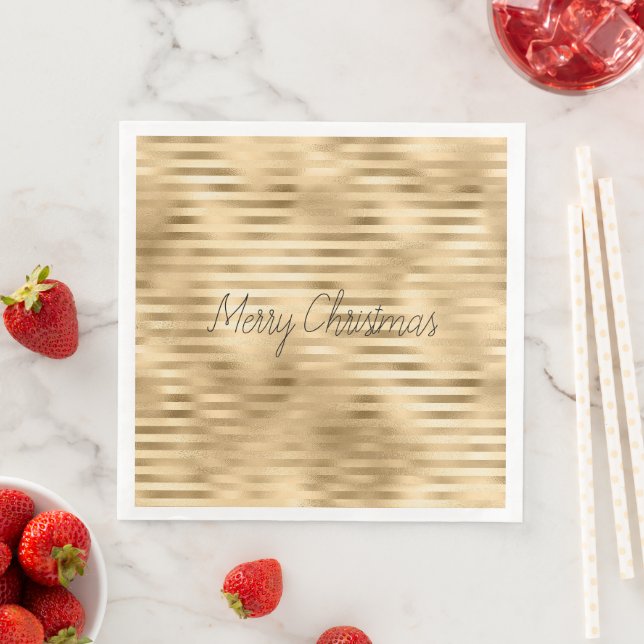 Serviette En Papier Gold Glam Stripes personnalisées (En situation)
