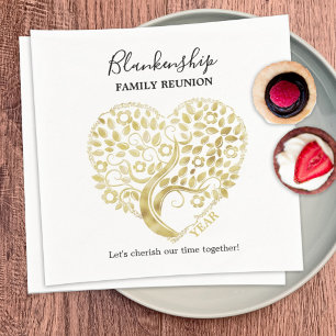 Serviette En Papier Gold Heart Tree Famille Réunion Fête personnalisée