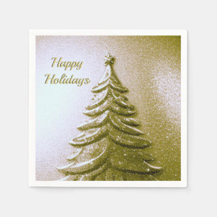 Serviette En Papier Gold Holiday Arbre de Noël Papier Napkin