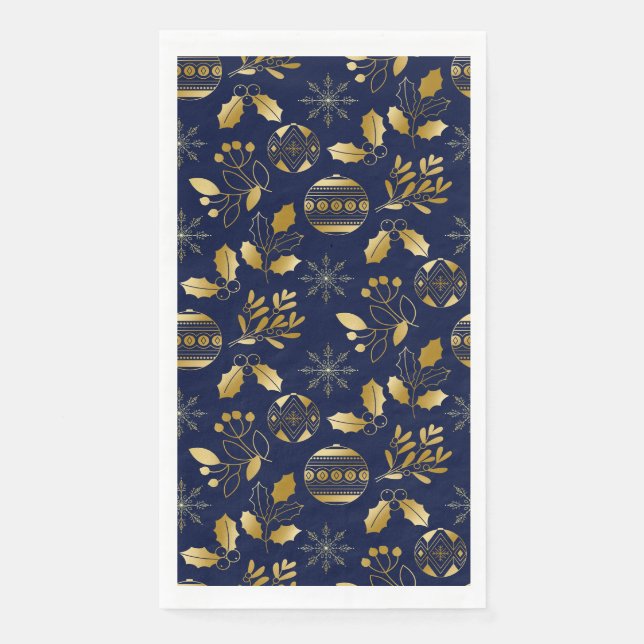 Serviette En Papier Gold Holiday Pattern (Devant)