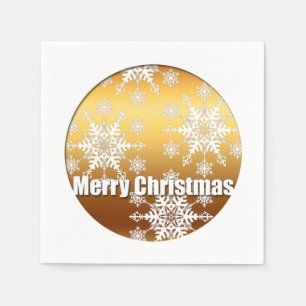 Serviette En Papier Gold Joyeux Noël Snowflakes Papier Napkin 1