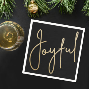 Serviette En Papier Gold JOYFUL pour Noël noir