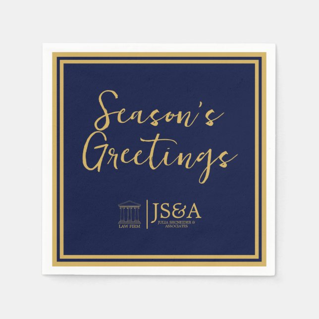 Serviette En Papier Gold Justice Columns Law Firm Season's Greetings  (Devant)