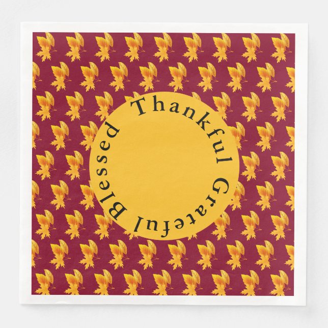 Serviette En Papier Gold Leaf Foliage d'automne Fête de vacances (Devant)