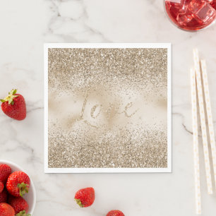 Serviette En Papier Gold Luxe Parties scintillant Love