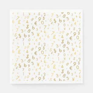 Serviette En Papier Gold Luxury Numéros & Devise Symboles Motif