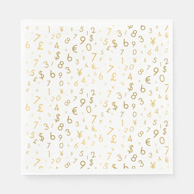 Serviette En Papier Gold Luxury Numéros & Devise Symboles Motif (Devant)