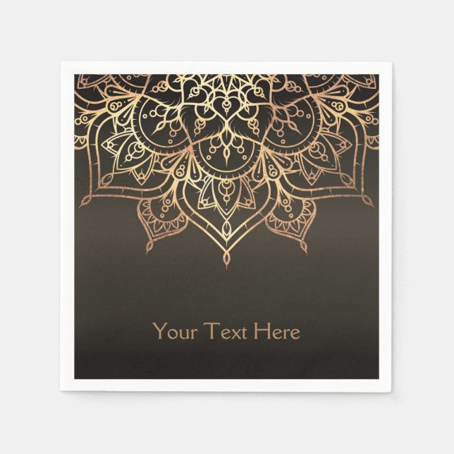 Serviette En Papier Gold Mandala Earthy Bronze Brown Parti moderne (Devant)