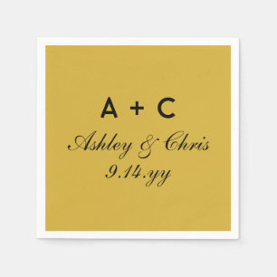 Serviette En Papier Gold Modern Personnalisé Mariage Réception Favoris