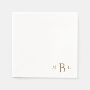 Serviette En Papier Gold Monogram Simple Mariage Cocktail
