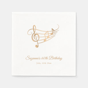 Serviette En Papier Gold Music Notes Élégant Script Anniversaire