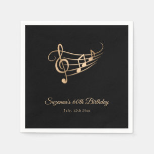 Serviette En Papier Gold Music Notes Élégant Script Anniversaire